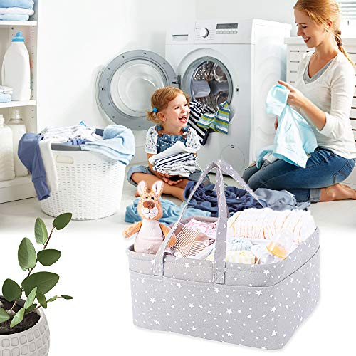 Baby Diaper Caddy Organizer Storage Basket for Girl Boy Shower Gifts Portable Large Nursery Holder Tote for Changing Table or Car Newborn Essentials Baby Registry Must Haves Item - Thumbnail 5