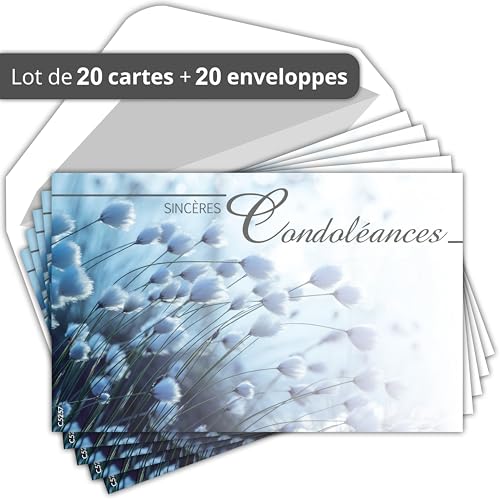 AFIE C5257X4 Set of 20 Same Sympathy Thank You Cards + 20 White Envelopes 9 x 14 cm, Mourning Death Funeral Funeral - Image 2