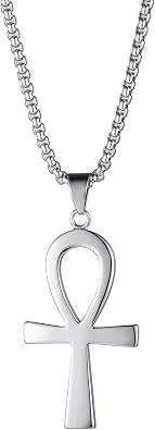 Egyptian Ankh Cross Necklace Stainless Steel Religious Cross Egyptian Coptic Pendant Jewelry for Men Women