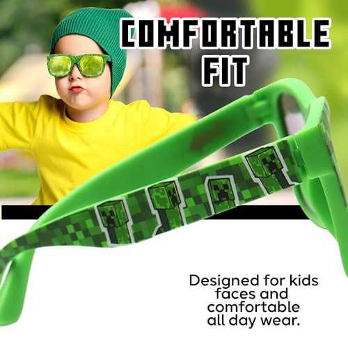 Image of ARKAID Minecraft Boys Sunglasses | Official Minecraft Gear | 100% UV Protection | Official Minecraft Boys Sunglasses and Sports Wraps | Impact Resistant | Gift Idea | Fits Most Kids