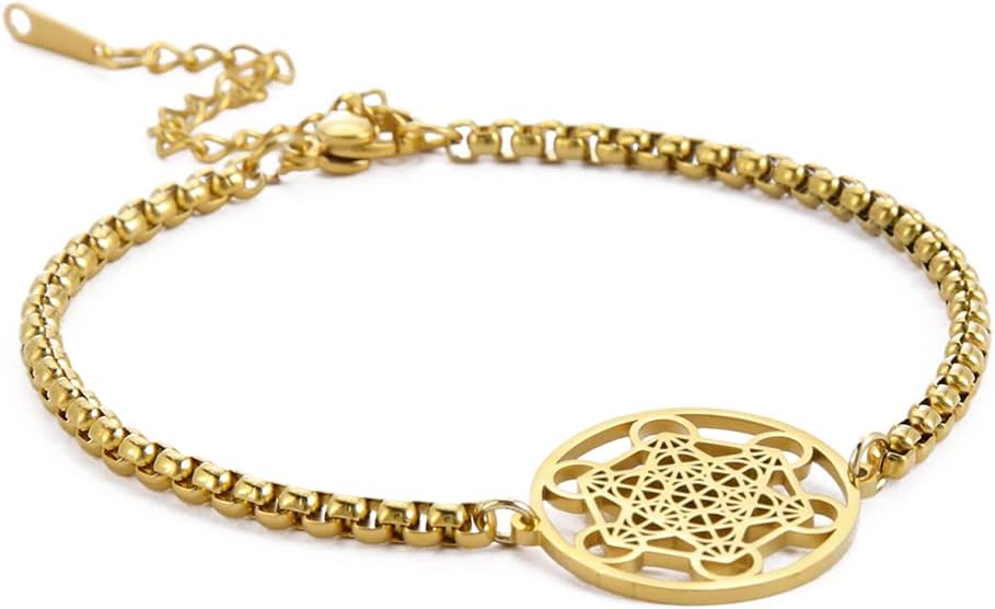 Metatron Cube Bracelet Sacred Geometry Bracelet Flower of Life Witch Knot Charm Bracelet Stainless Steel Jewellery
