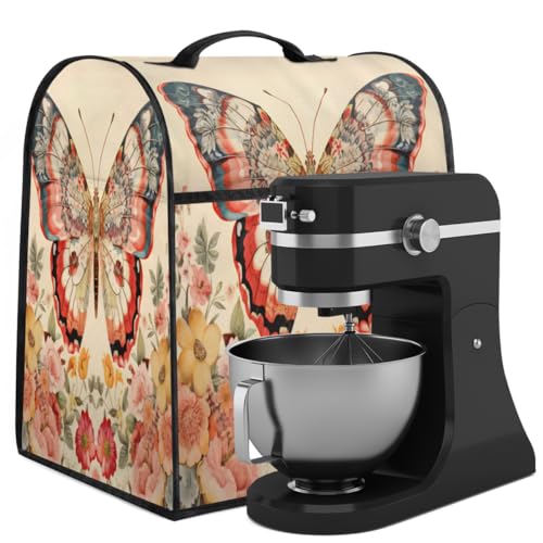 Coffee Maker Cover Butterfly Vintage Flower Kitchen Appliance Covers Small Appliance Covers Blender Cover Juicer Cover Dust Covers for Kitchen Appliances with Top Handle and Pockets,Washable,C351