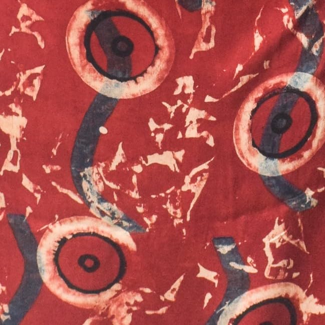 Image of Ethnics of Kutch Women's Ajrakh Modal Silk Natural Dye Hand Block Print Unstitched Kurta Fabric (For Lenght - Refer Bullet Point Below)