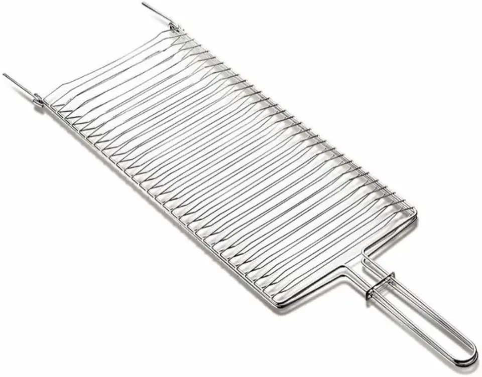 Grelha de Peixe Grande Abaulada 70x20cm, Grelha de Churrasco para Assar Peixe Perfeitamente