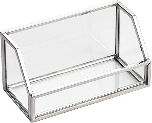 Miniatura 7 de Feyarl Tarjetero de vidrio para oficina, soporte para tarjetas de negocios, organizador de tarjetas de visita, almacenamiento para encimera de