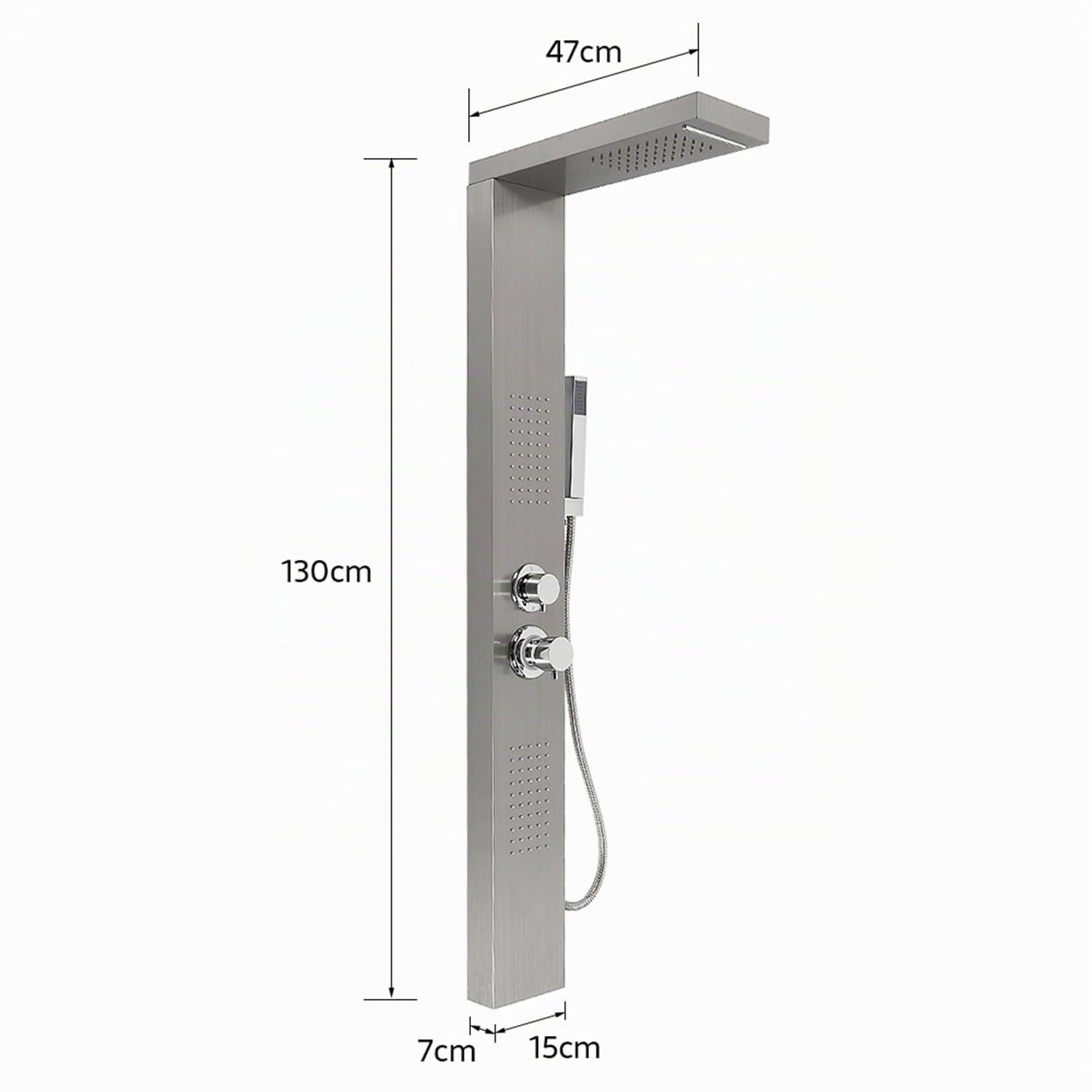 MUL-BOUTICA Columna de Ducha Hidromasaje Termostática Ajustable Con Temperatura y Flujo de Agua, Sistema Con Cascada (Plata-1,S2)