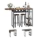 Bestier Bar Table and Chair Set, Expandable Dining Table with 2 Bar Stools, Industrial Kitchen Counter with Wine Rack & 3 Tier Adjustable Storage Shelves Rustic Brown