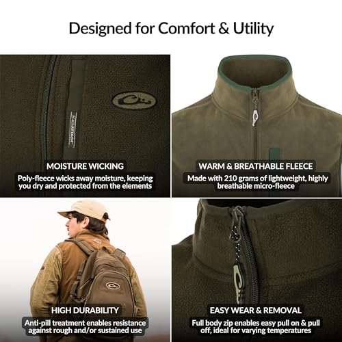 Image of Drake Waterfowl Camp Fleece Durable Moisture-Wicking Lightweight Breathable Full-Zip Casual Outdoor Hiking Vest with Pockets