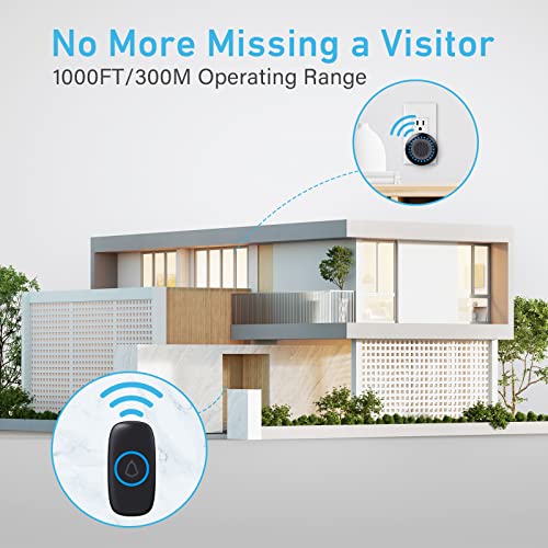 Secrui Doorbell M523-5 Wireless Doorbell Kit Door Bell Ringer For Home Apartment Office Bedroom 5 Volume Levels, Waterproof And Dustproof, 32Chimes & Led Flash #TOP1