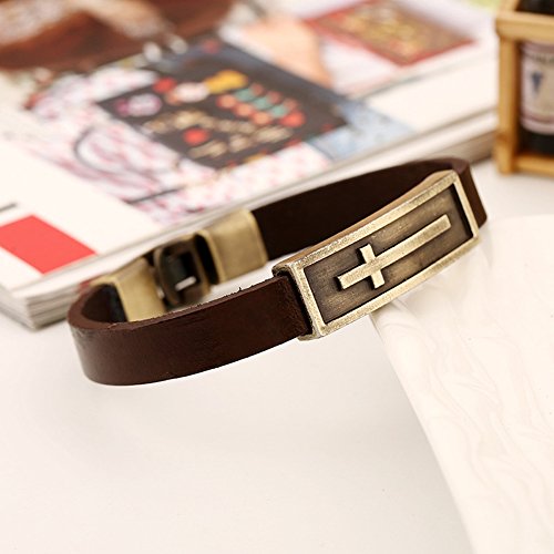 Pulsera para Hombre de Cuero con Cruz miniatura 4