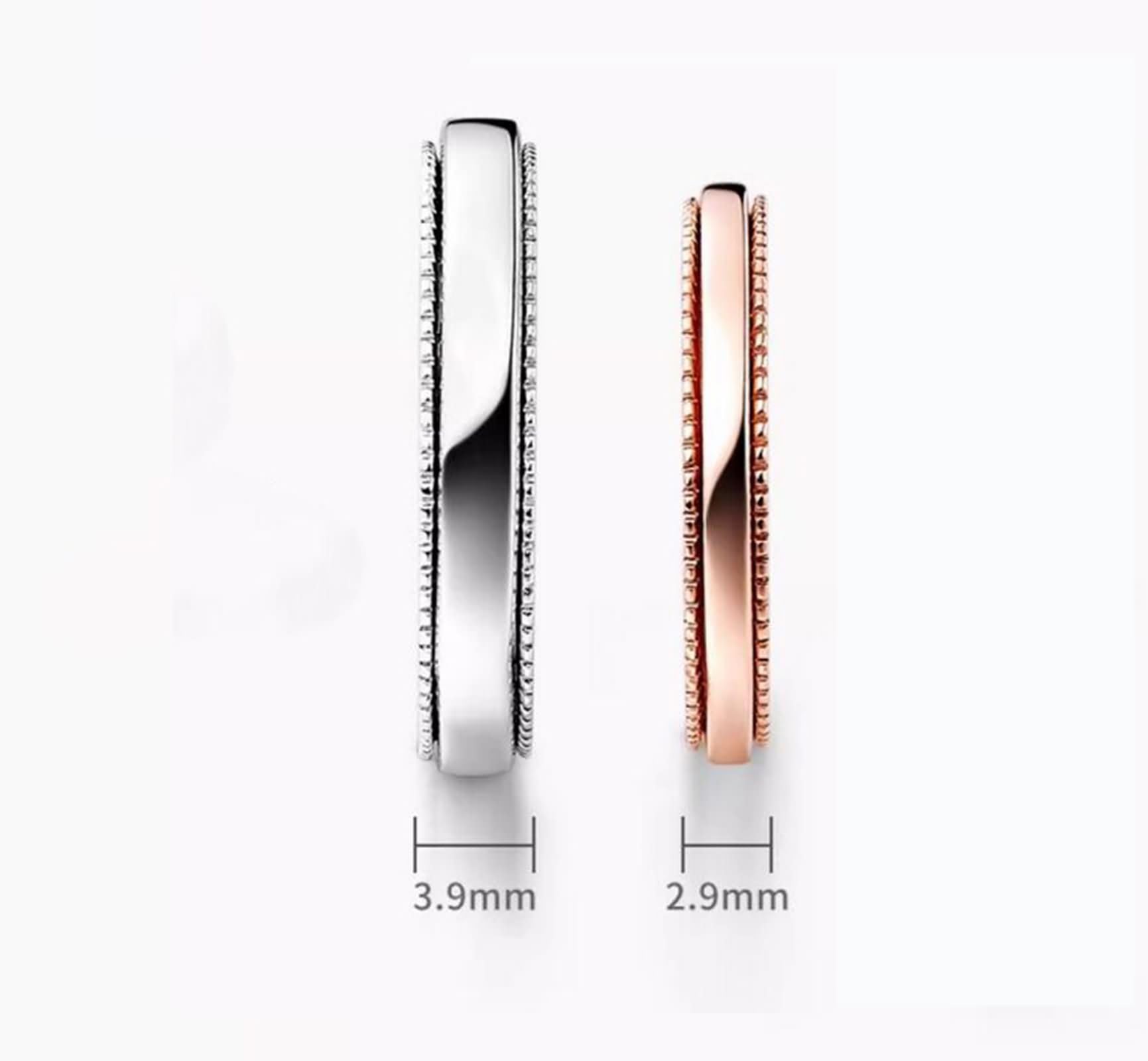 Coppia Anelli Fidanzamento Oro Rosa 9 K / 14 K / 18 K, Rotondo Lucido, Anelli Matrimonio Oro Rosa Uomo Donna