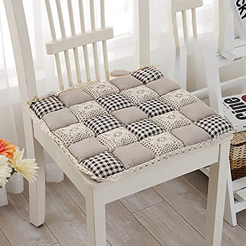 MSM Patrón Floral Tatami Acolchado del Asiento, Estilo casa de Campo Cojín Silla Estudiante Cómoda con Lazos Almohadilla del Asiento-T 42x42cm(17x17inch)