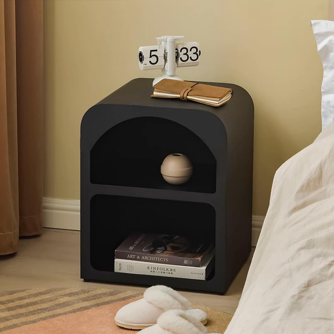 BUZUEY nightstand,Modern Metal Bedside Table with Storage,Couch Side Table,Accent Table,Small end Tables for Small Spaces,Bedroom,Living Room.No Assembly Required (Black)