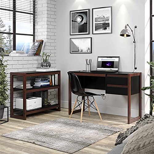 Linon Brock Wood Low Bookcase In Black And Walnut #TOP2