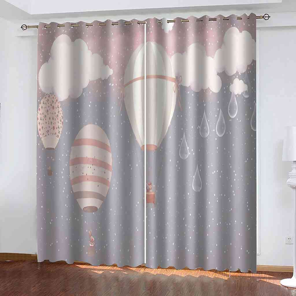 Rideau occultant montgolfière ciel grand format 300x270 cm isolant thermique