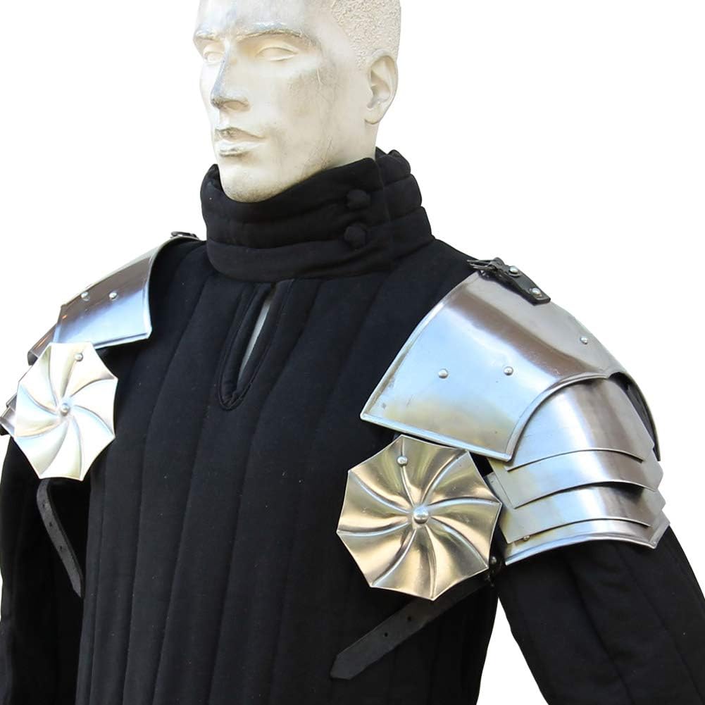 Pauldrons Asymmetrical with Rondell Armor Set Silver