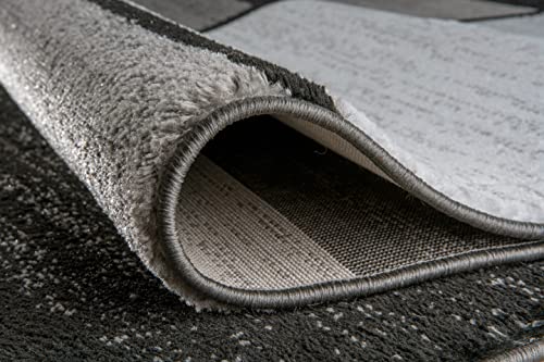 Rugshop Contemporary Modern Boxes Easy Cleaning For Home Office,Living Room,Bedroom,Kitchen Non Shedding Area Rug 9' X 12' Gray #TOP3