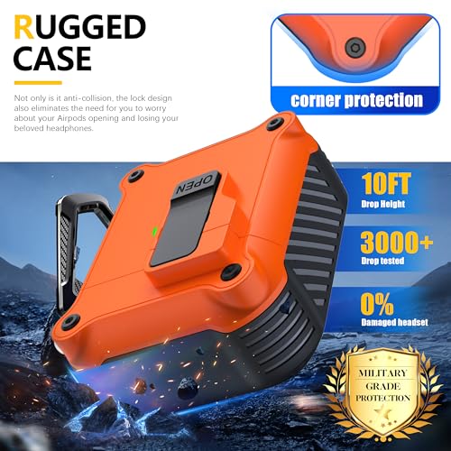 Image of RFUNGUANGO AirPods 2 Case with Lock Magnetic Lid, Orange
