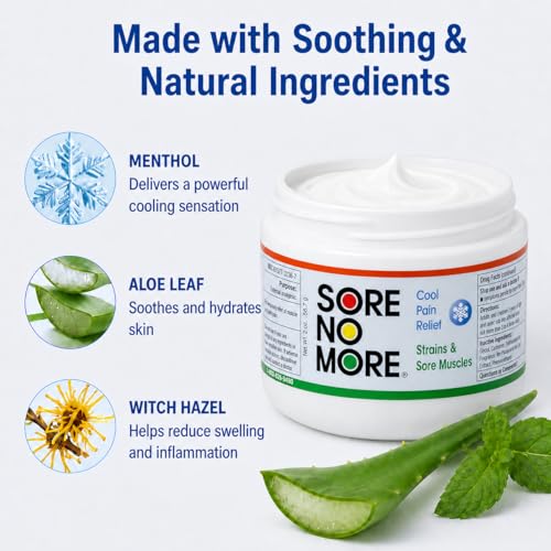 Image of Sore No More Cool Relieving Gel for Muscles & Joints Aches & Pains Associated with Strains, Bruises & Sprains | Absorbs Quickly with a Refreshing Lemon Aroma | 2 oz Jar