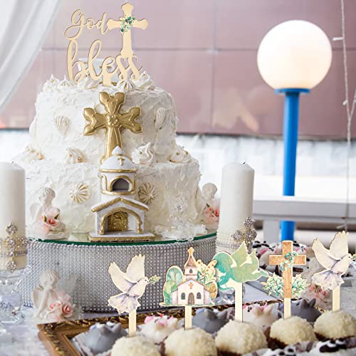 13 Pcs God Bless Cake Topper Baptism Cake Topper Baptism Decorations Cross Cake Topper Baptism Cake Decorations Christening Cake Topper First Communion Cake Topper For Baby Shower Party Supplies #TOP5