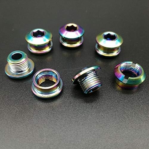 Ochoos Colorful Cycling Bicycle Bike Titanium Ti Crank Set Chain Bolts M8 Nuts 3.5mm for Road Bike MTB 5 Pairs/Lot Bicycle Bike Part - (Color: Rainbow)