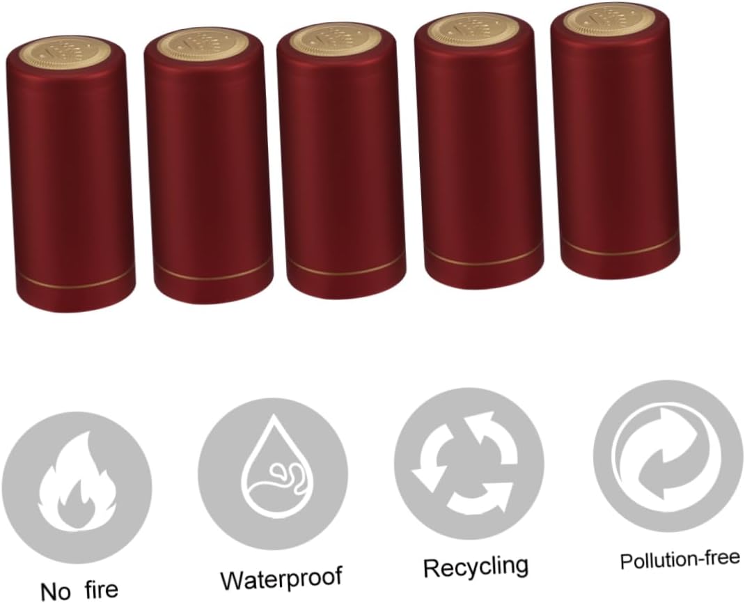50pcs Red Plastic Wine Bottle Shrink Caps for Sealing Bottles