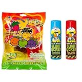 DinDon JU-C Jelly Fruit Candy and Toxic Waste Slime Lickers Bundle - Includes Blue Razz, and Red Str