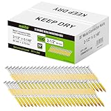 meite Metal Connector Nails 2-1/2 Inch x .148 Inch Joist Hanger Nails, Galvanized Paper Tape Collated Framing Nails for 34-36 Degree Strap-Tite Nailer, Smooth Shank Timber Framing Connectors 1,000PCS