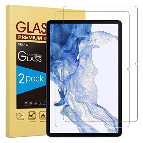 SPARIN 2 Pack Screen Protector Compatible with Samsung Galaxy Tab S7 FE/Galaxy Tab S7 Plus 5G 2021 12.4 inch, Tempered Glass, S Pen Compatible, Precise Cutout for Camera Cover