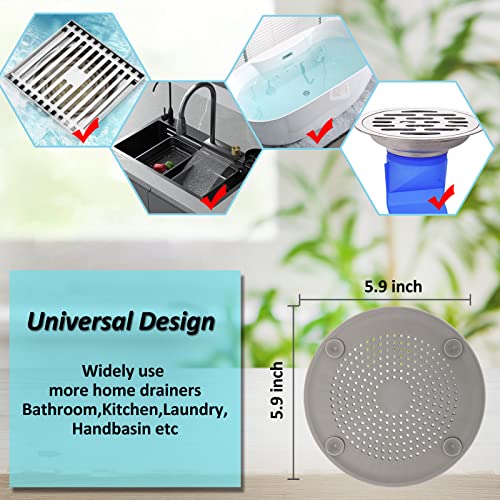 Hair Catcher,Round Drain Cover For Shower Silicone Hair Stopper With Suction Cups,Easy To Install Suit For Bathroom,Bathtub,Kitchen 2 Pack(Grey) #TOP3