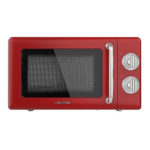 Cecotec Forno a Microonde Meccanico da 20 L Proclean 3010 Retro Red, 700 W in 6 livelli, timer fino a 30 minuti, modalità sbrinamento, design vintage in rosso, finiture in acciaio