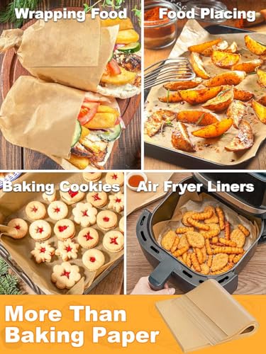 Image of Parchment Paper Baking Sheets 9 x 13 Inch | Precut Non-Stick Unbleached Baking Paper for Baking, Air Fryer, Grilling, Steaming, Bread, Cookies & Cupcakes (200 Pcs)