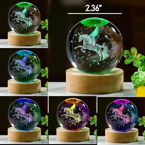 Image of Hamsa Magical Crystal Ball Night Light, LED Color-Changing Globe Lamp, Crystal Ball Lamp, Desktop Decorative Mood Light (16 Color Unicorn)