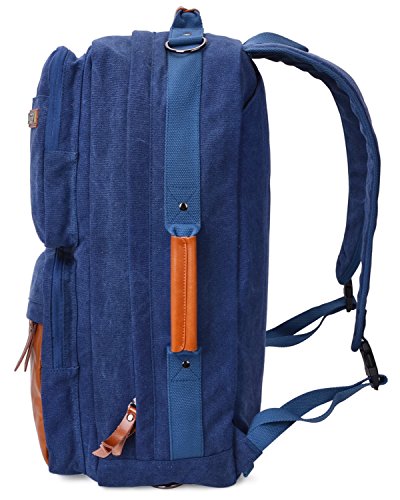 WITZMAN Vintage Canvas Backpack Carry on Travel Backpack for Men Duffel Bag Hiking Rucksack (6617 blue)