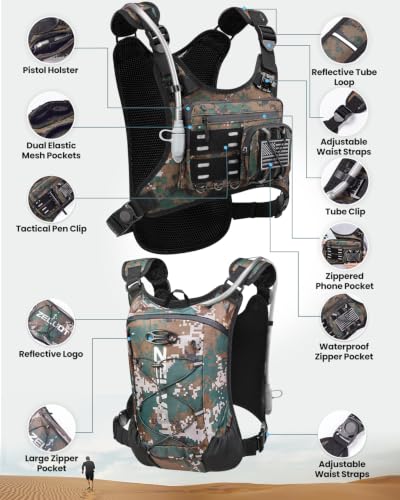Image of Zelvot Running Vest with 2L Water Bladder, Hydration Backpack, U.S. Design Patent, Lightweight Hydration Pack with Gear Holder, Reflective Chest Pack for Men Women