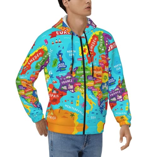Sweat thermique homme zippé grand confort veste sport à capuche motif Europe