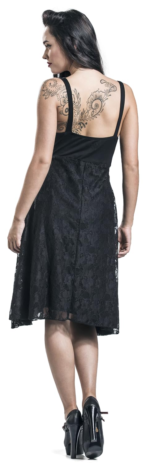 EMP Mujer Vestido Negro Falda de Encaje