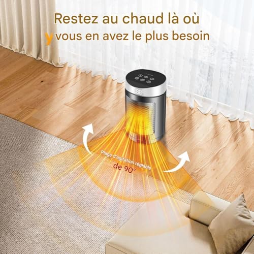 Ventilateur chauffant 6 modes : mini chauffage électrique portable - 3