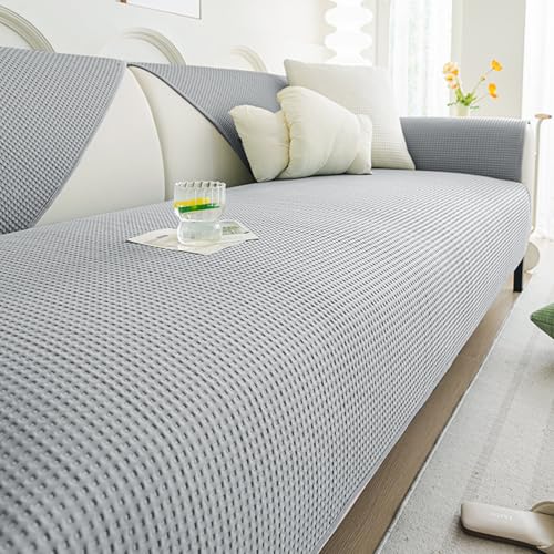 Genérico Funda Cubre Sofá Chaise Longue Rinconera 4 3 2 Plazas Antideslizante Verano Transpirable Protector Antigatos Lavable Manta Colcha Suave y Fresca(Grey,90x160cm)