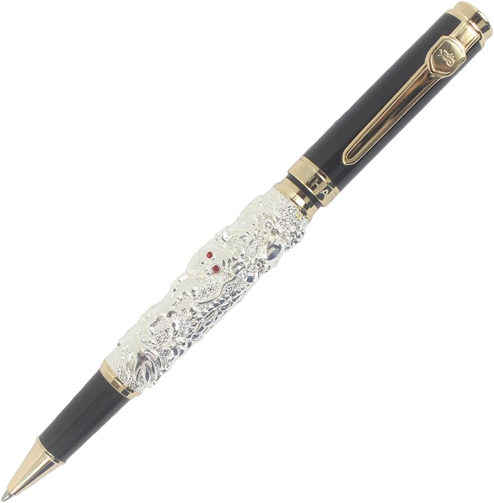 Collectible Auspicious Dragon Rollerball Pen - Silver