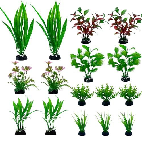 Miniatura 2 de Lancare Plantas Plásticas Decoración Acuarios, Plásticas Decoración Y Paisajista, Decoración Y Cubierta De Resina Para Peces 16pcs Verde B