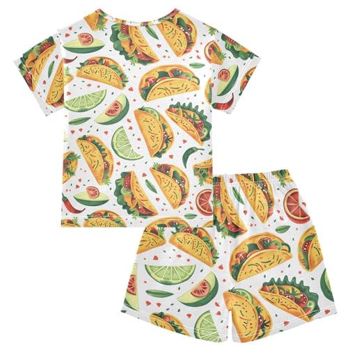 ALAZA Tacos Lemon Leaf Pajamas Short Sleeve 2 Piece Sleepwear Top and Bottom Pajama Set Unisex2