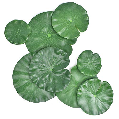 JIABEIUS 8 Pcs Pond Plants, 4 Size Artificial Lotus Leaves, Floating Foam Ornament Lily Pads Foliage...