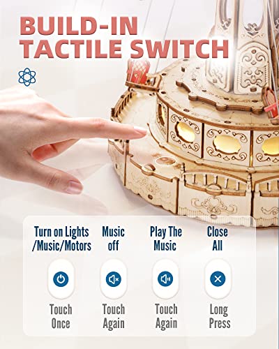 Rokr 3D Puzzles For Adults-Stem Projects For Kids-Led Swing Ride Model Building Kit-Music Box Diy Kit-Gift For Kids And Adults #TOP3