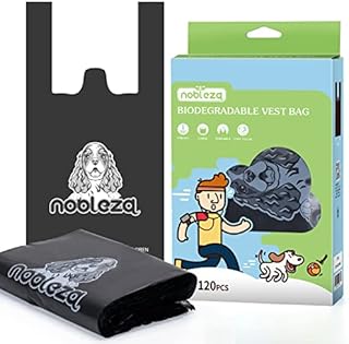 Nobleza 120 Dog Poo Bags with Tie Handles, Poo Bags for Dogs 100% Leak-proof, Extra Thick and Strong Pet Poop Waste Bags, Unscented Black