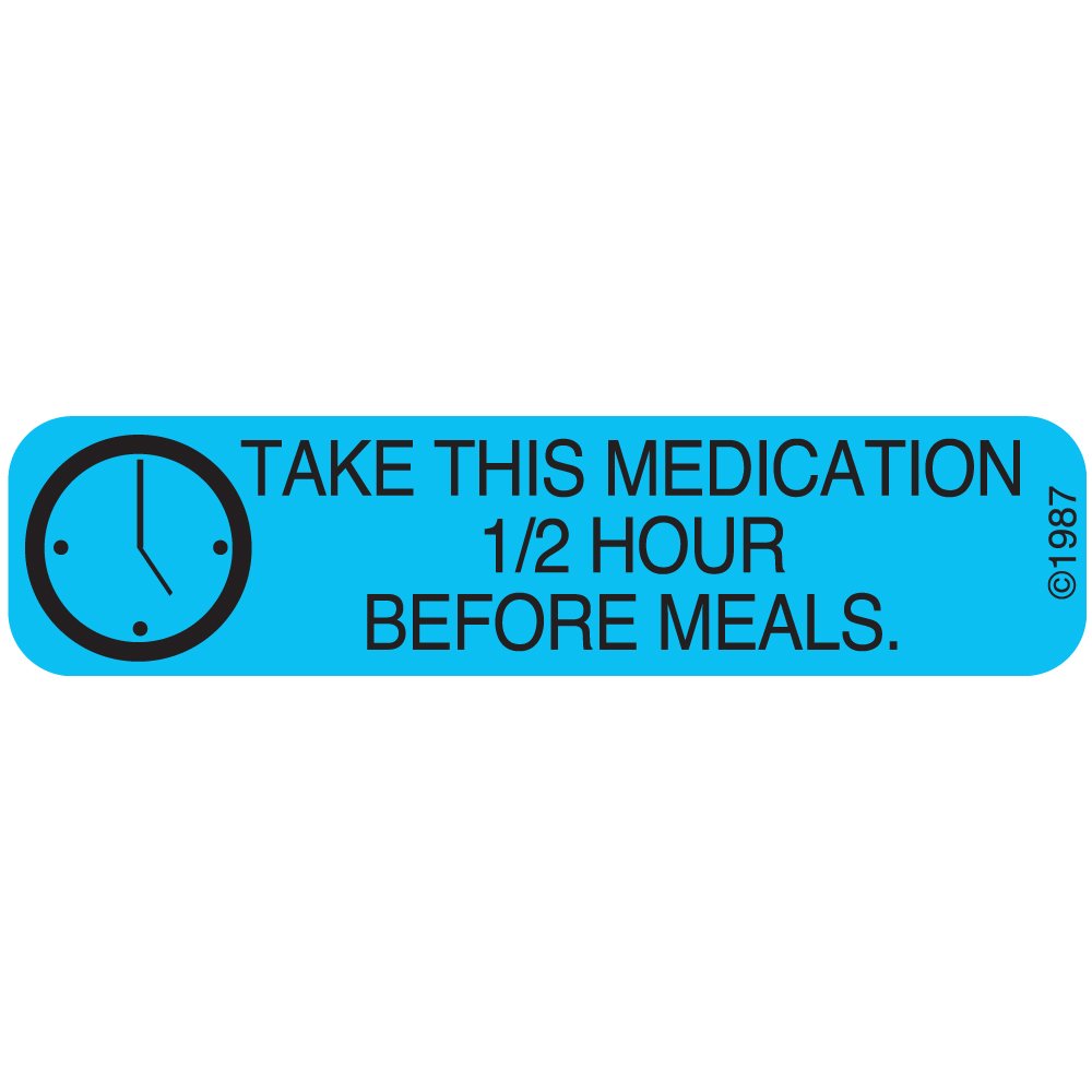 1-354 "TAKE Medication" Permanent Paper Label, 1 9/16" x 3/8", Blue, Pack of 1000