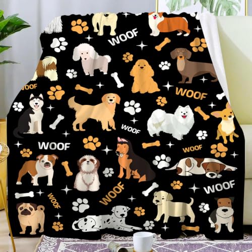 Dog Blanket Puppy Plush Gifts for Girls Women Soft Cozy Flannel Dogs Animal Throw Blanket Bedding Decor Dog Gifts for Dogs Lovers for Kids Adults 50X40