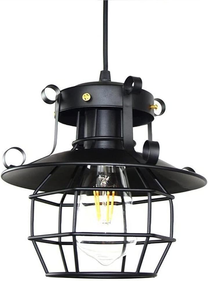 Lustre rétro E27 en cage de fer robuste avec éclairage à 360 degrés pour plafond