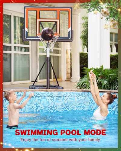 Image of WIN.MAX Basketball Hoop Outdoor 3.3-10ft Adjustable Height, 40inch Backboard with Shatterproof Backboard and Larger Base, Portable Basketball Hoop Goal System Youth /Adults in Backyard /Driveway