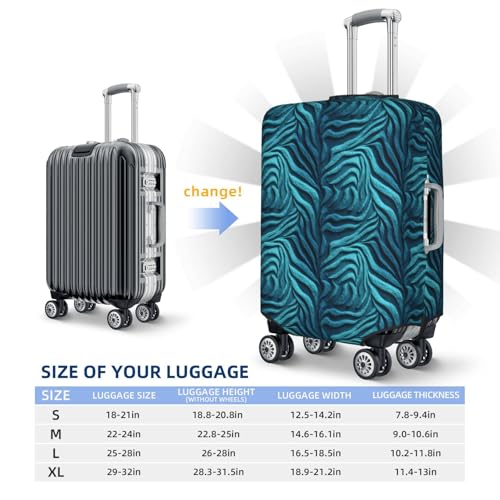 Abstract Zebra Stripes Cyan And Turquoise Elastic Travel Luggage Covers Dustproof Scratch-Resistant Suitcase Protector Fit 22-24 Inch4